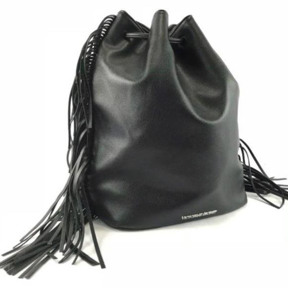 Victoria Secret Black Faux Leather Fringe Backpack Official Fashion Show… - Picture 7 of 10